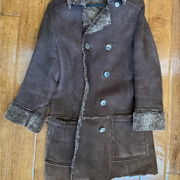 Brown Natural Suede Pea Coat w/ Soft Lining - Picture 1 of 3